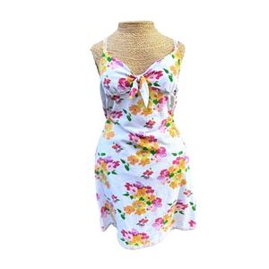 Betseyville Vintage Floral Dress Tie Front Spaghetti Strap‎ Summer Mini Coquette